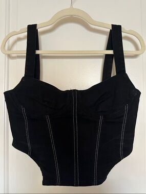 Zara women's black denim corset